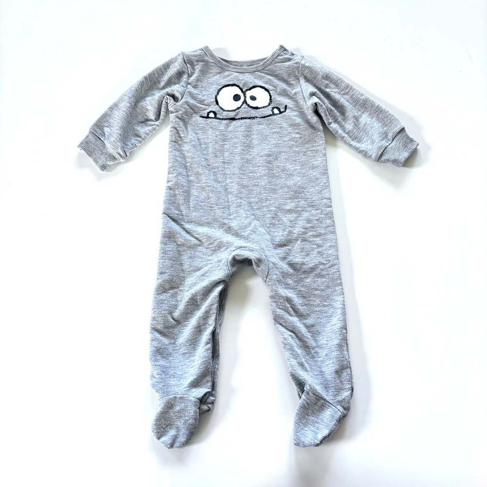 Lullaby‎ Lane Boys 6-9 Month Romper Outfit Gray Monster Snap Closure